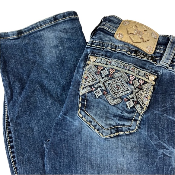 Miss Me Denim - Miss Me jeans mid-rise boot cut leg diamond bling embellished long tall 27/35